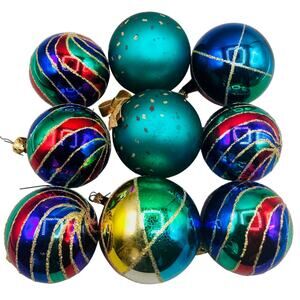 Set of nine vibrant VTG Christmas Ornaments